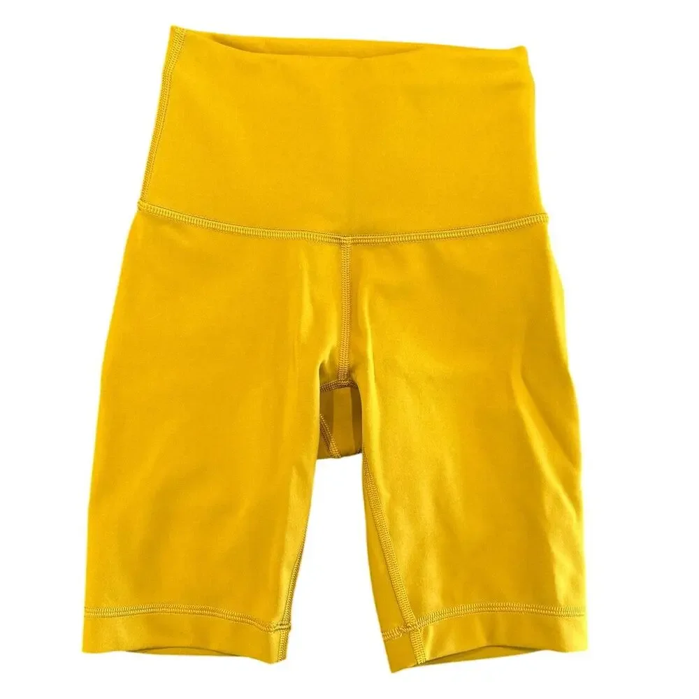Lululemon Mustard Yellow High Rise Bike Shorts, Size 0
